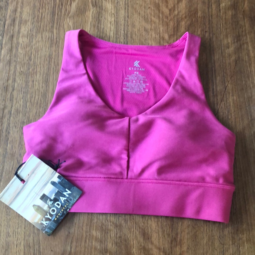 Bright pink sports bra